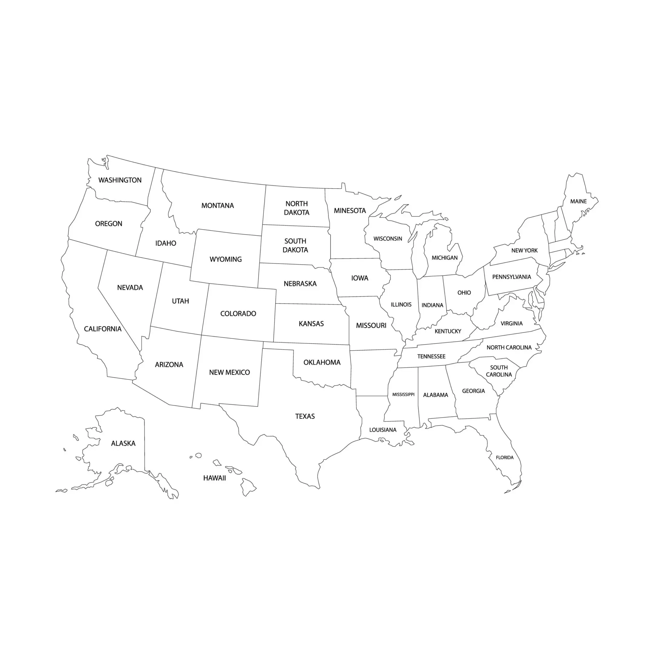 Outline of United States map